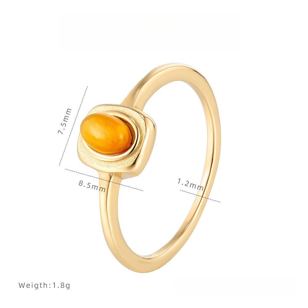 Геометрическое кольцо «Триумфальная арка» из камня «Тигровый глаз», легкая роскошь, высокий класс, нишевое кольцо, женские украшения из титановой стали 9
