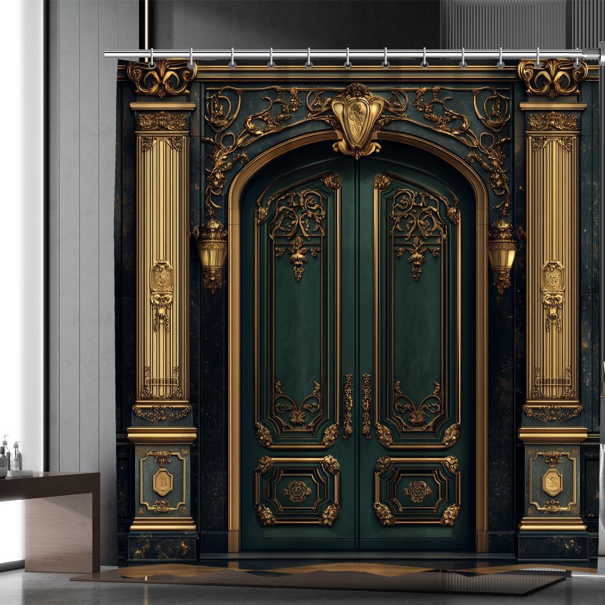 1 Elegant Green And Gold Door Print Shower Curtain - Polyester, 2D Graphic Design With Intricate Decorative Pattern W60H190(CM)-1 Pcs
1 Elegant Green And Gold Door Print Shower Curtain - Polyester, 2D Graphic Design With Intricate Decorative Pattern W60H190(CM)-1 Pcs