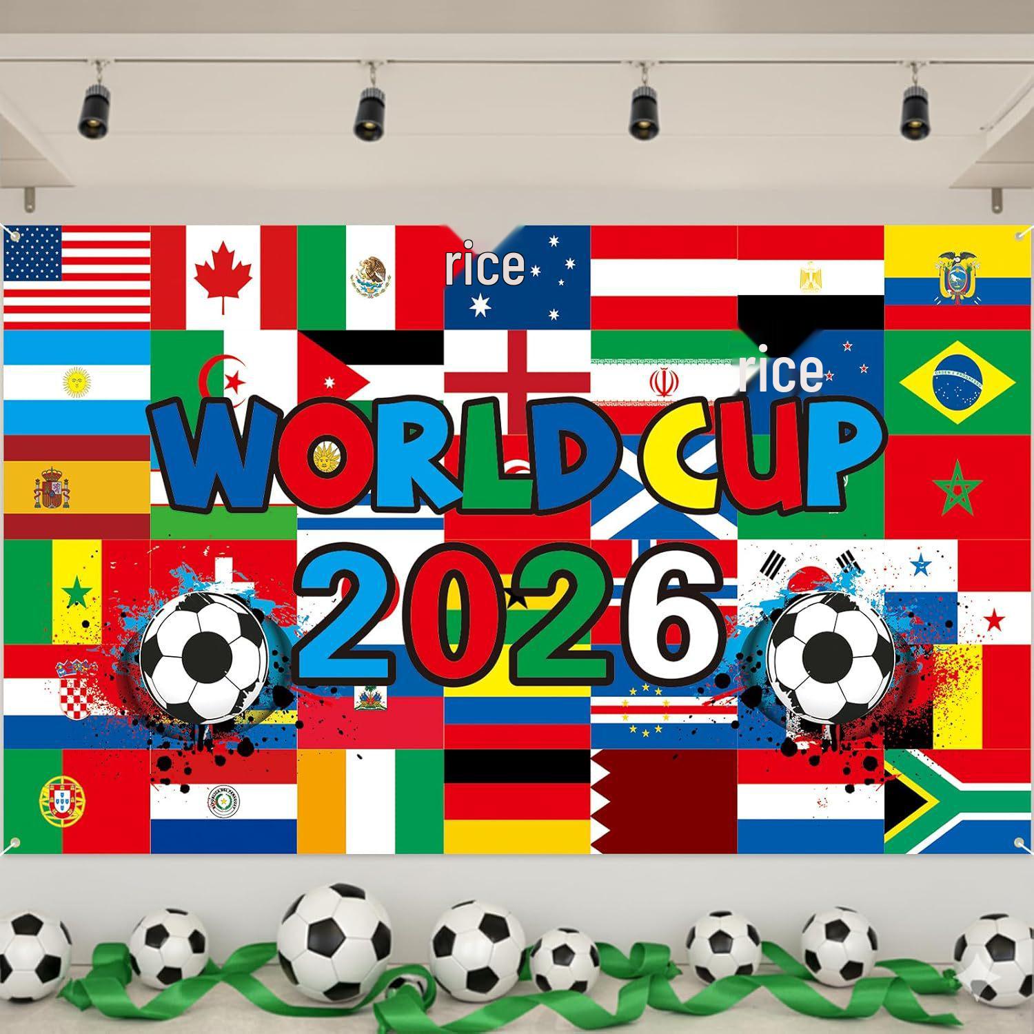 QZB2654 Чемпионат мира по футболу 2026 США-Канада-Мексика Флаг болельщика Ткань для подвешивания Декорация фона 180*110cm with black ribbon
QZB2654 Чемпионат мира по футболу 2026 США-Канада-Мексика Флаг болельщика Ткань для подвешивания Декорация фона 180*110cm with black ribbon