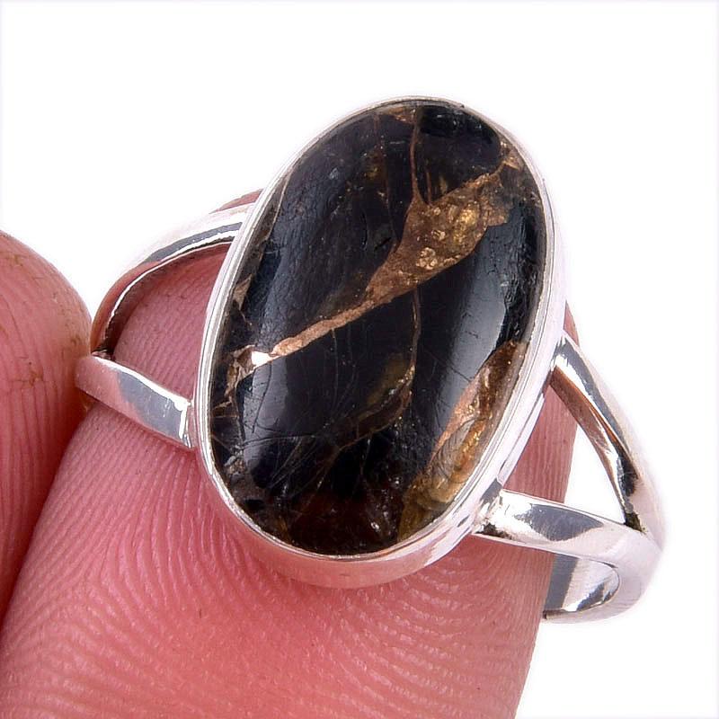 Natural Black Copper Turquoise Gemstone 925 Solid Sterling Silver Ring S.8 v9P60
Natural Black Copper Turquoise Gemstone 925 Solid Sterling Silver Ring S.8 v9P60