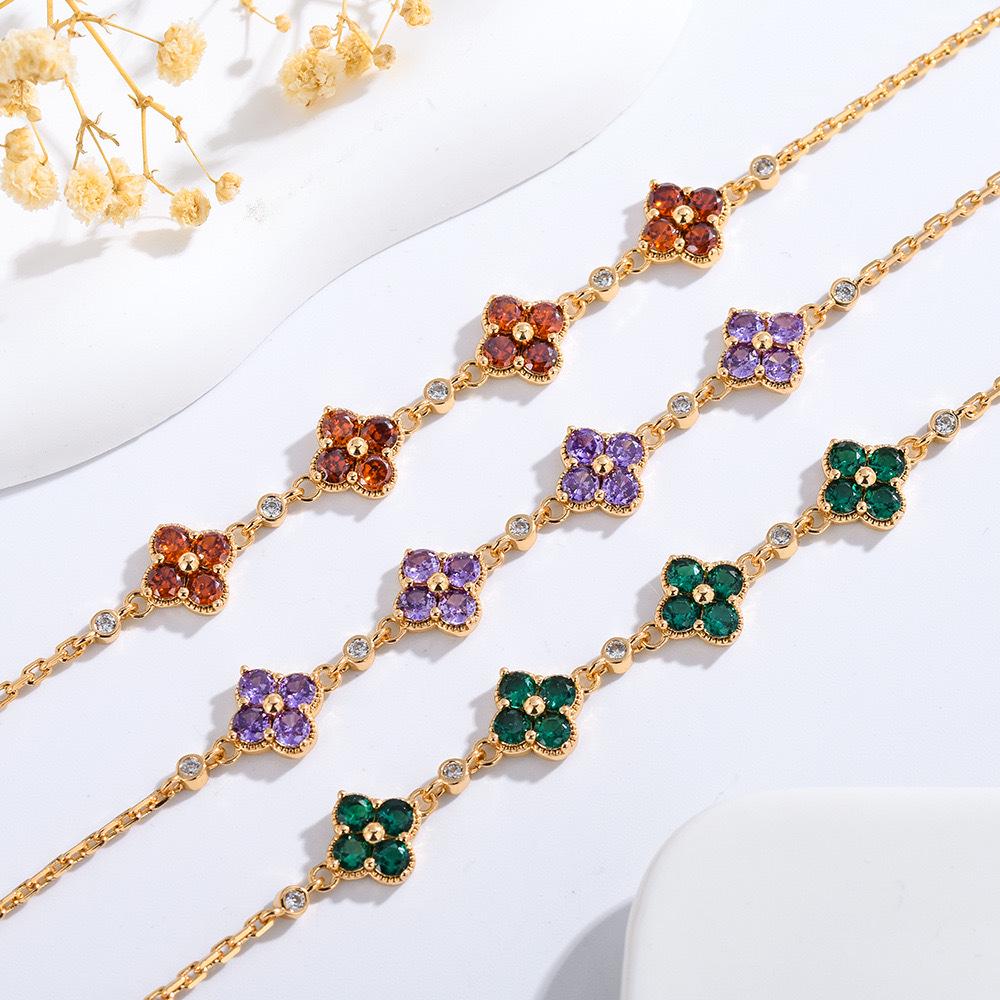 Women s Four-Leaf Clover Bracelet: Luxurious, Exquisite Craftsmanship with Colored Gemstones
Women s Four-Leaf Clover Bracelet: Luxurious, Exquisite Craftsmanship with Colored Gemstones