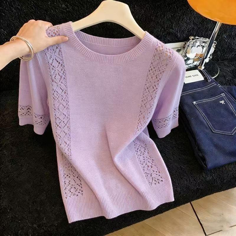 grey crew neck hollow out knit elbow sleeve top for women onesize фіолетовий
grey crew neck hollow out knit elbow sleeve top for women onesize фіолетовий