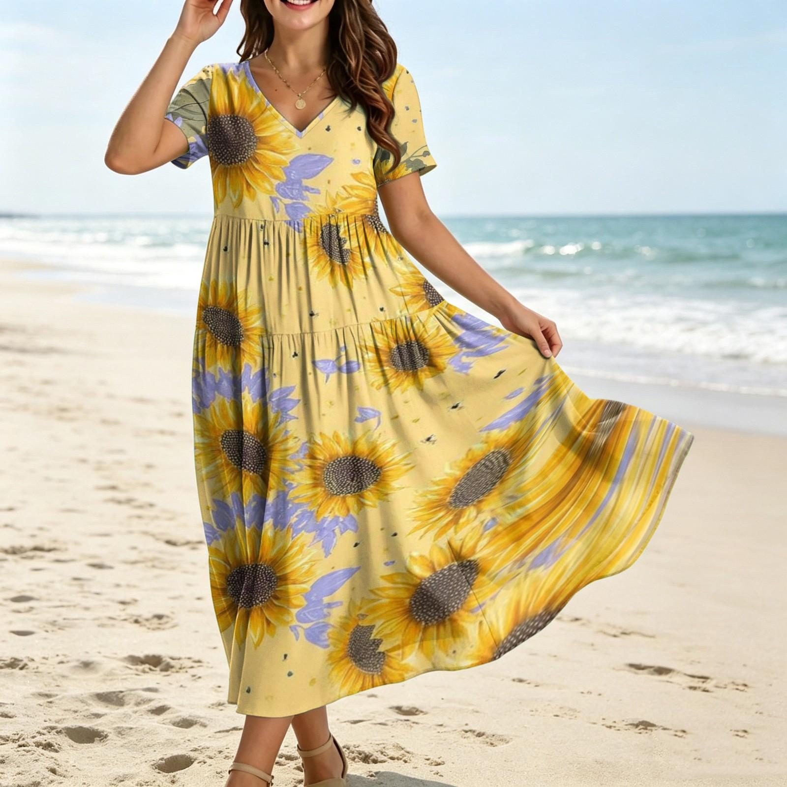 Summer Dresses for Women Uk V Neck Short Sleeve Floral Print Casual Loose Fit Midi Dress Ladies Summer Dresses Uk S оранжевый
Summer Dresses for Women Uk V Neck Short Sleeve Floral Print Casual Loose Fit Midi Dress Ladies Summer Dresses Uk S оранжевый