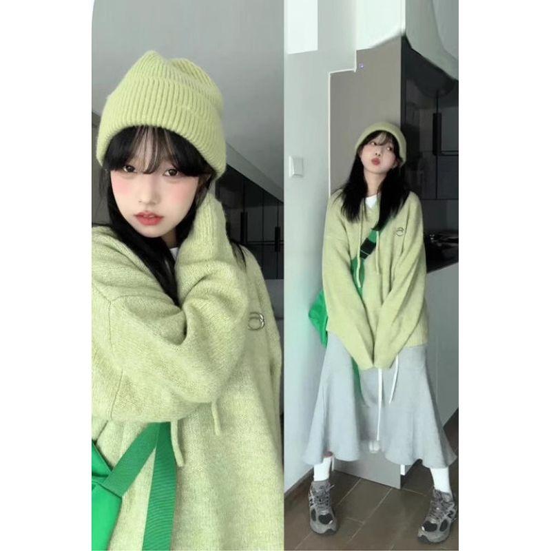 Stylish Niche Style Green Loose Hooded Soft Glutinous Sweater Green S 
Stylish Niche Style Green Loose Hooded Soft Glutinous Sweater Green S