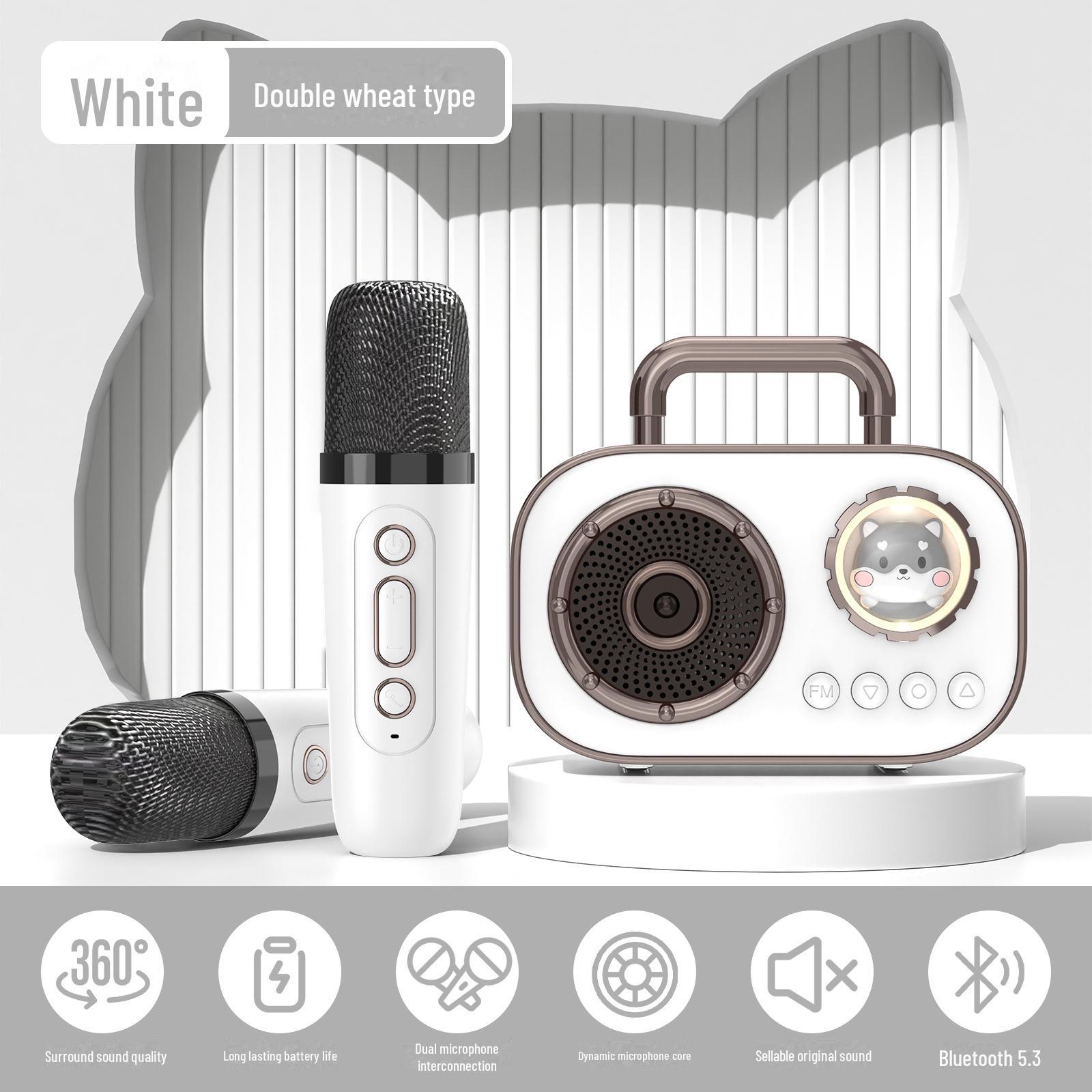 Портативная Bluetooth-колонка для караоке с двумя микрофонами для использования на улице и дома
Портативная Bluetooth-колонка для караоке с двумя микрофонами для использования на улице и дома