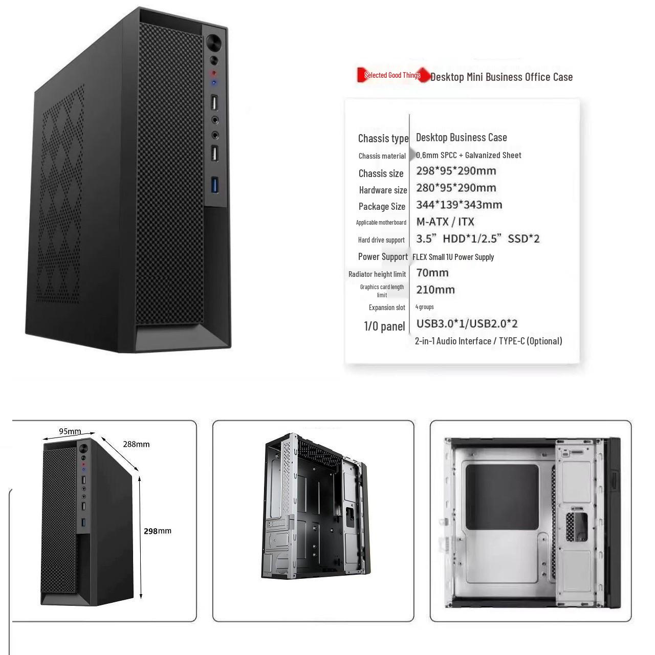 Compact Mini-ITX Desktop Case with mATX Motherboard, 1U PSU Support, and Half-Height GPU Compatibility
Compact Mini-ITX Desktop Case with mATX Motherboard, 1U PSU Support, and Half-Height GPU Compatibility
