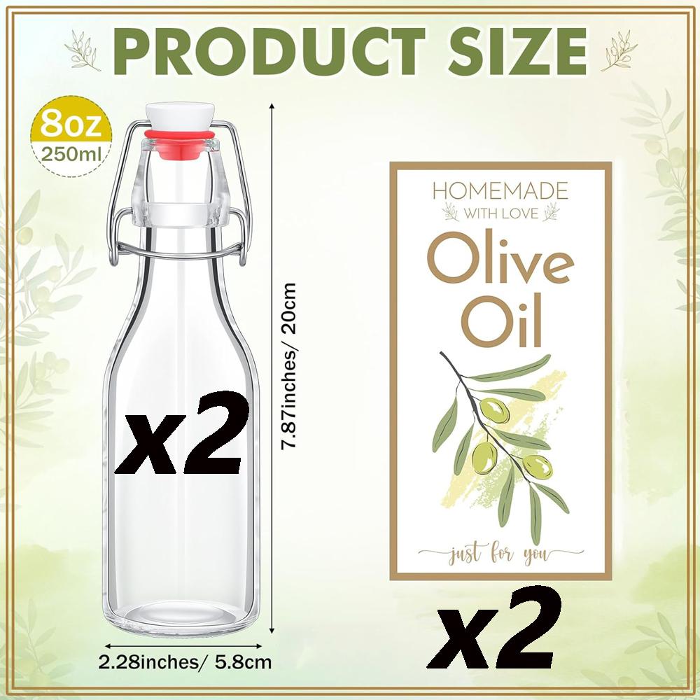Swing Top Glass Bottles for Olive Oil Homemade 8 oz Clear Flip Top Bottles with Airtight Lids Labels for Storing Homemade Oil
Swing Top Glass Bottles for Olive Oil Homemade 8 oz Clear Flip Top Bottles with Airtight Lids Labels for Storing Homemade Oil