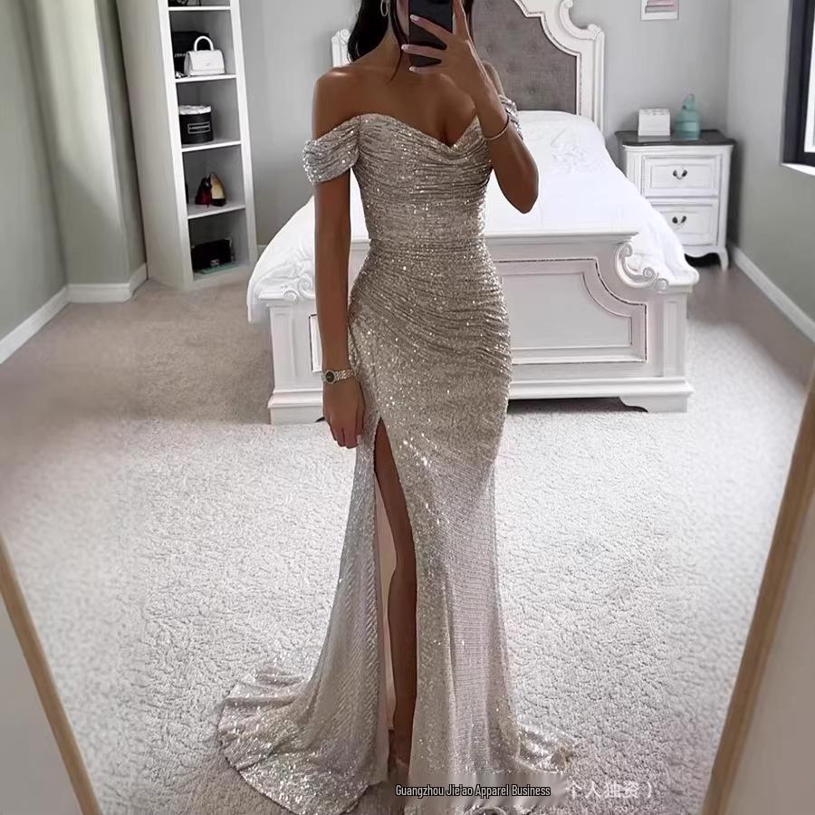 2025 Sequin Off-Shoulder Slit Dress - European & American Fashion for Women Extra Large серебряный
2025 Sequin Off-Shoulder Slit Dress - European & American Fashion for Women Extra Large серебряный