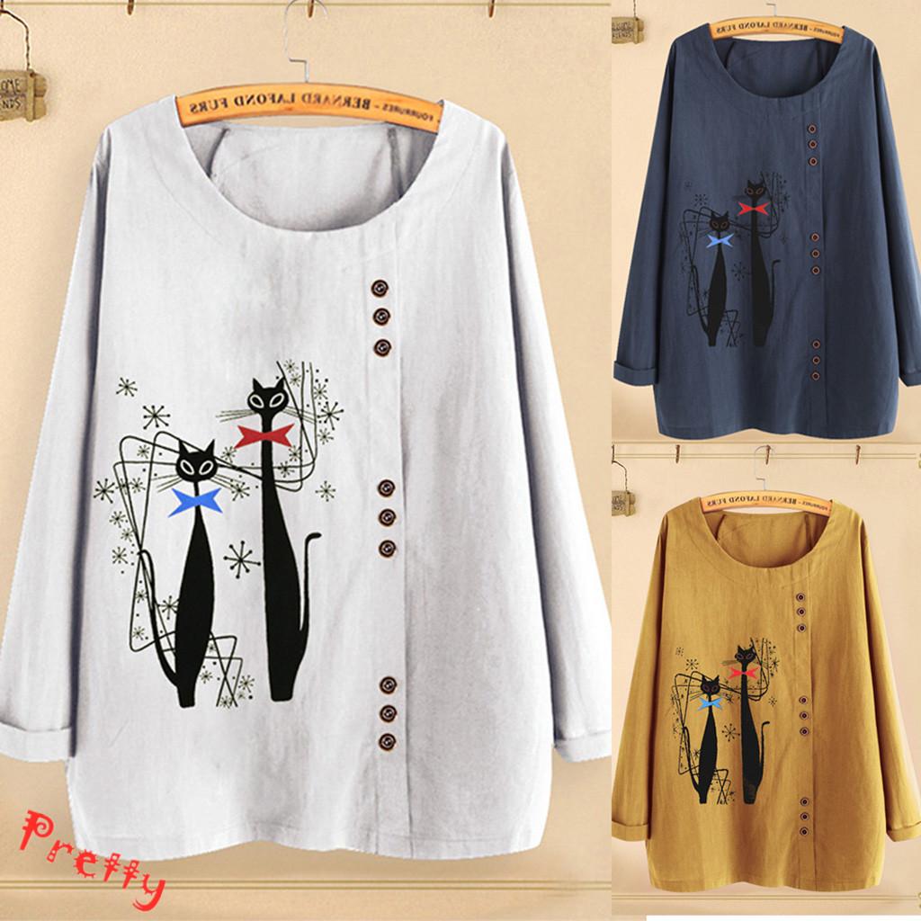 Женщины случайные Плюс Размер O-Neck Печать Loose кнопку Длинные рукава Блузка Топы
Женщины случайные Плюс Размер O-Neck Печать Loose кнопку Длинные рукава Блузка Топы