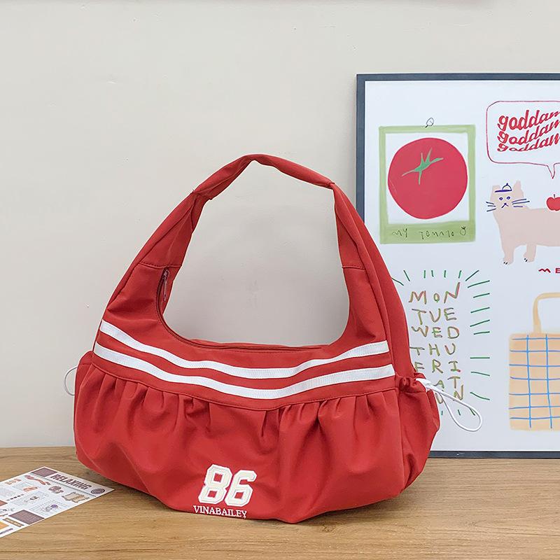 Женская тканевая сумка модная спортивная повседневная большая вместимость холщовая портативная на плечо сумка-облако легкая сумка красный