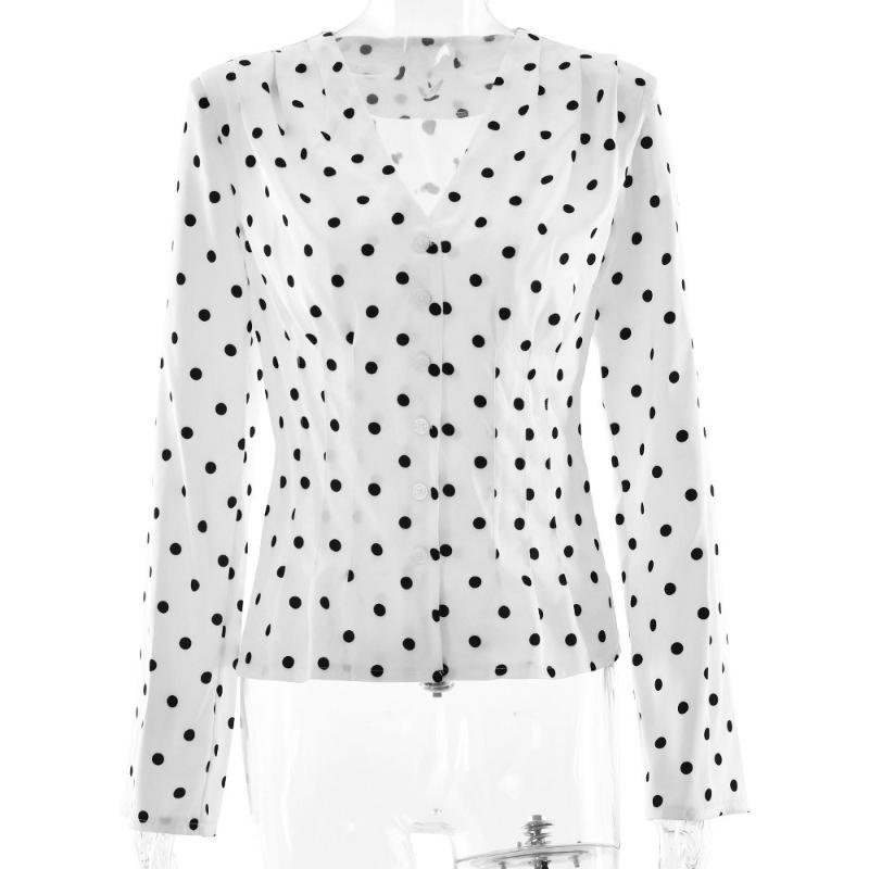 European and American autumn polka dot style V-neck pleated slim fit long sleeved casual top basic women s clothing L білий
European and American autumn polka dot style V-neck pleated slim fit long sleeved casual top basic women s clothing L білий