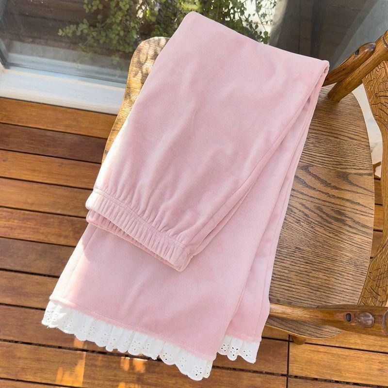 Women s Thickened Fleece Pajama Pants with Lace Trim - Solid Color, Loose Straight Leg, Suitable for Outdoors 3XL (141-155 lbs) рожевий
Women s Thickened Fleece Pajama Pants with Lace Trim - Solid Color, Loose Straight Leg, Suitable for Outdoors 3XL (141-155 lbs) рожевий