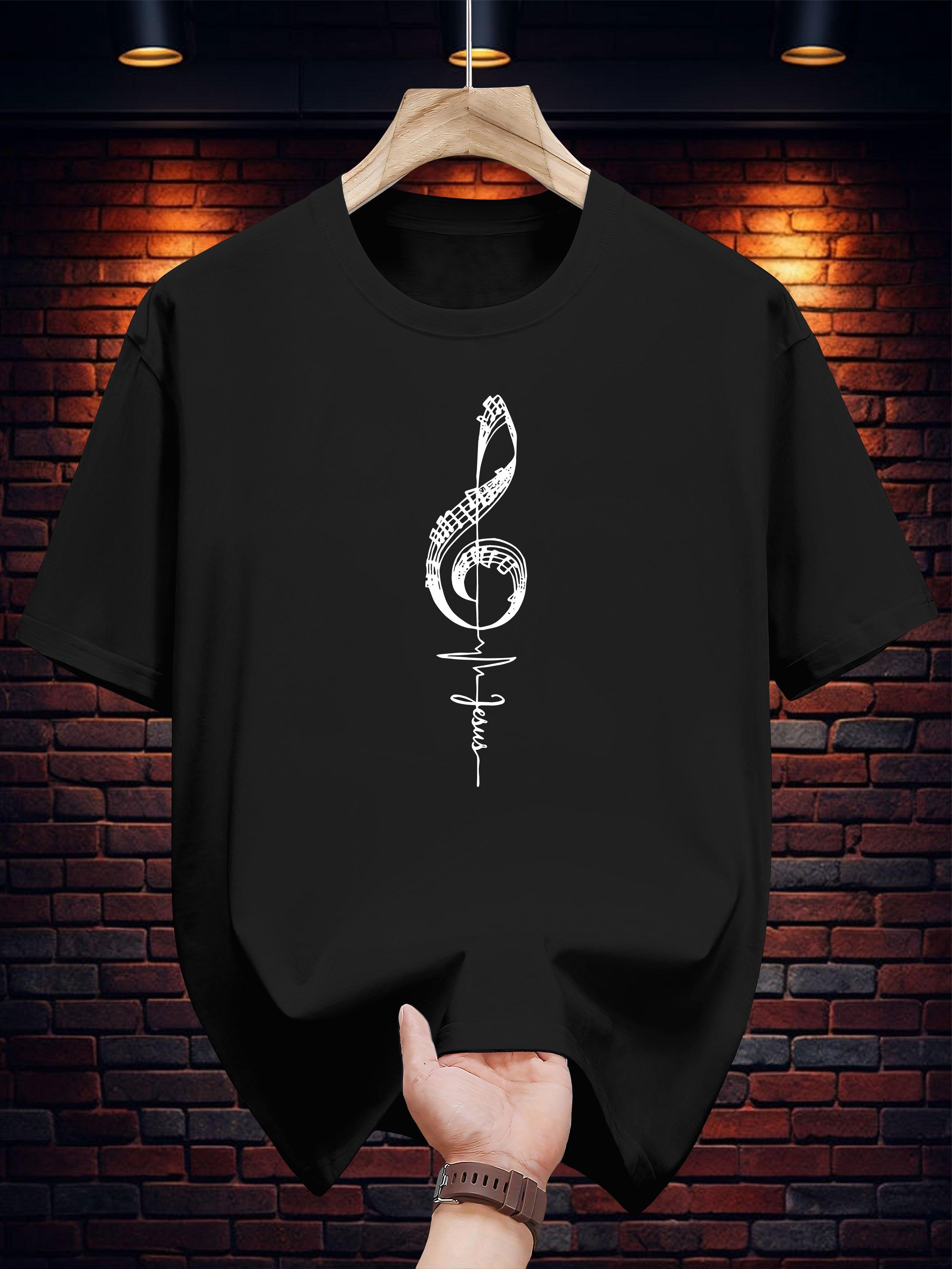 T-shirt with Musical Note & Treble Clef Graphic Print - Black with White Design S
T-shirt with Musical Note & Treble Clef Graphic Print - Black with White Design S
