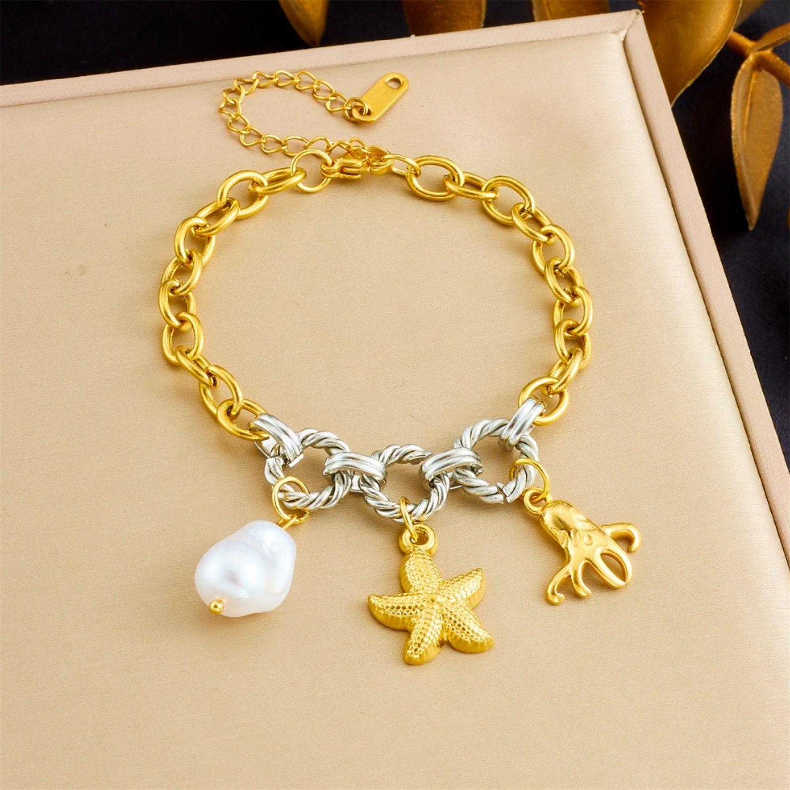 Octopus Starfish Imitation Pearl Cherry Charm Bracelets Chain 304 Stainless Steel Women Stylish Summer Jewelry Gift Wholesale
Octopus Starfish Imitation Pearl Cherry Charm Bracelets Chain 304 Stainless Steel Women Stylish Summer Jewelry Gift Wholesale