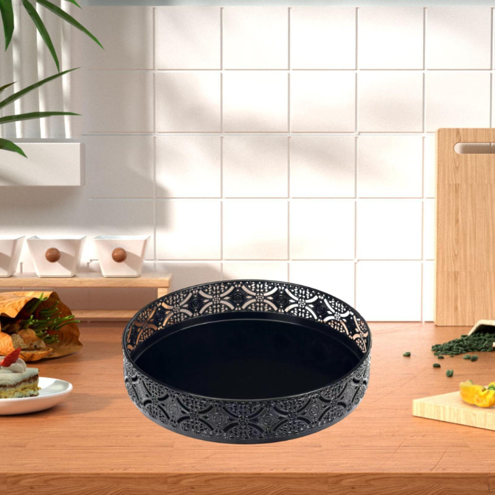 Вращающийся на 360° лоток для хранения, декоративный настольный органайзер для специй, приправ для кухни чёрный