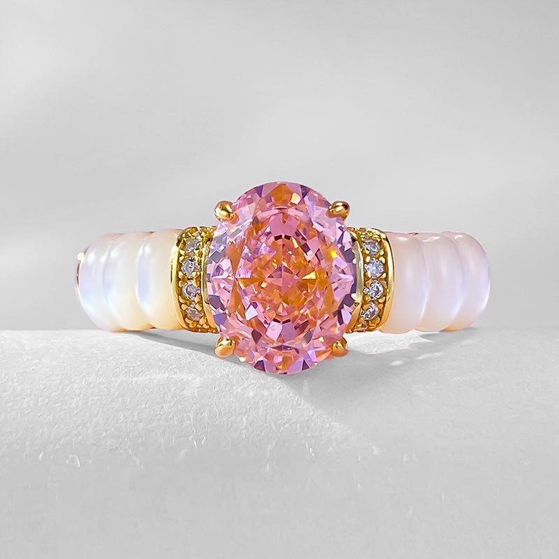 Luo Xi Temple 2024 Ice Flower Cut Ring: S925 Sterling Silver, White Mother-of-Pearl, Padparadscha, High Carbon Diamond, 7x9mm. Size 7
Luo Xi Temple 2024 Ice Flower Cut Ring: S925 Sterling Silver, White Mother-of-Pearl, Padparadscha, High Carbon Diamond, 7x9mm. Size 7