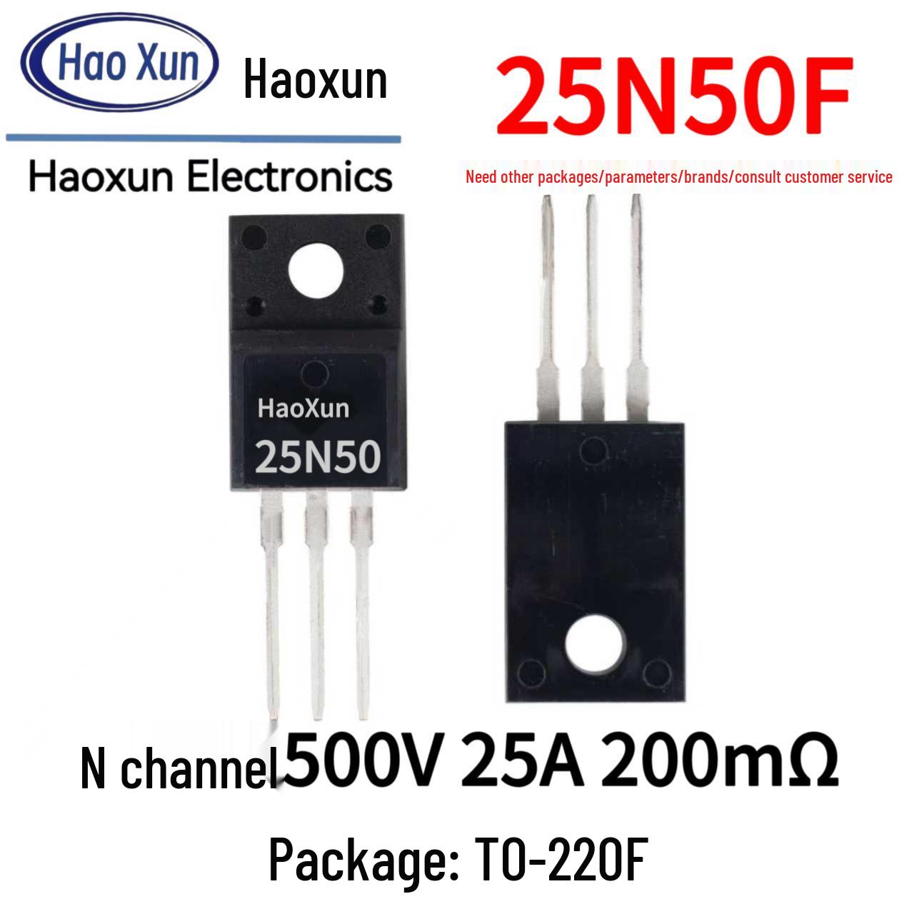 500V 25A N-Channel 25N50 MOSFET, Through-Hole TO-220F Plastic Package, 20N50F.
500V 25A N-Channel 25N50 MOSFET, Through-Hole TO-220F Plastic Package, 20N50F.