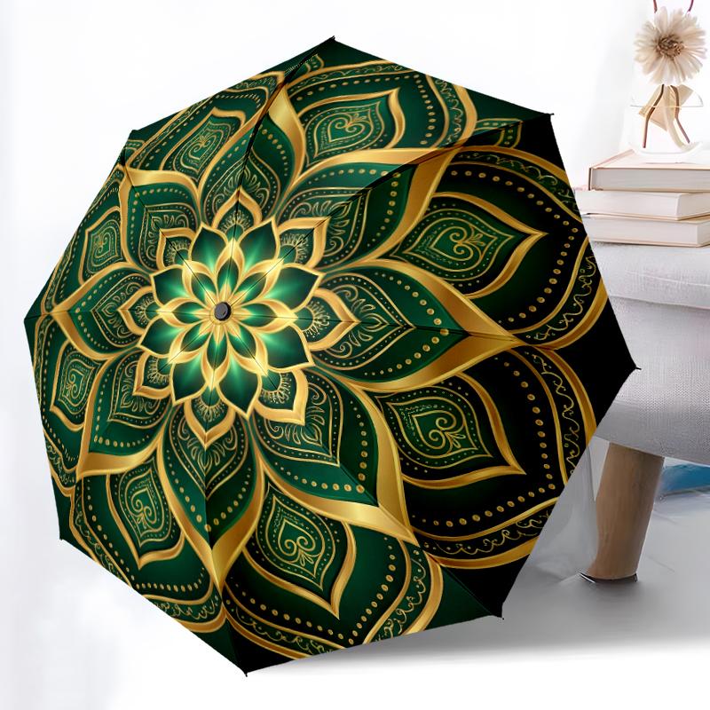 1pc Sturdy 8-Bone Auto Umbrella, Golden Lotus Mandala Umbrella, Digital Printed, Foldable Umbrella for On-the-Go Outdoor Use
1pc Sturdy 8-Bone Auto Umbrella, Golden Lotus Mandala Umbrella, Digital Printed, Foldable Umbrella for On-the-Go Outdoor Use