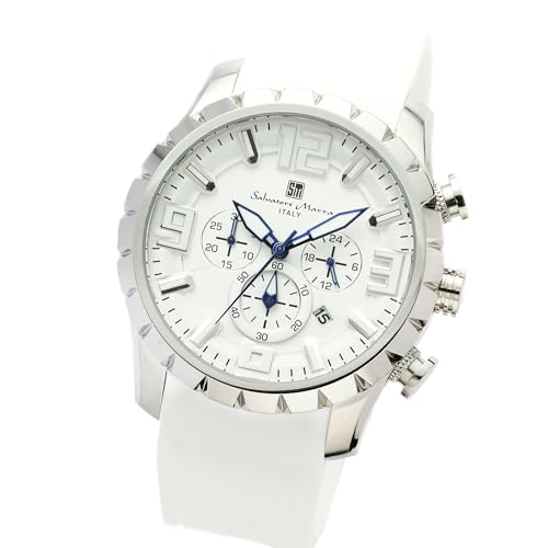 Salvatore Marra Men s Chronograph Watch, 10 ATM Water Resistant, Rubber Strap, Black/White, Japanese Movement, Date Display, Calendar Display, 24-Hour
Salvatore Marra Men s Chronograph Watch, 10 ATM Water Resistant, Rubber Strap, Black/White, Japanese Movement, Date Display, Calendar Display, 24-Hour