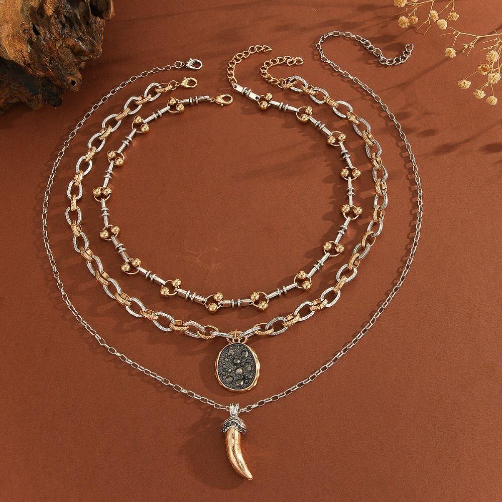 Irregular Multilayer Necklace Exaggerated Sweater Chain Ox Horn Pendant Necklace Earrings Daily Earrings
Irregular Multilayer Necklace Exaggerated Sweater Chain Ox Horn Pendant Necklace Earrings Daily Earrings