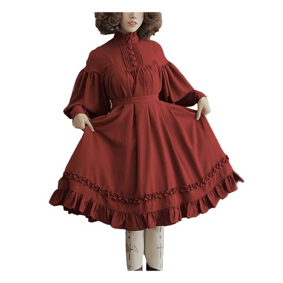 Женский однотонный цвет O-образный вырез с длинными рукавами-фонариками на пуговицах, большой размер миди L вино красного
Женский однотонный цвет O-образный вырез с длинными рукавами-фонариками на пуговицах, большой размер миди L вино красного