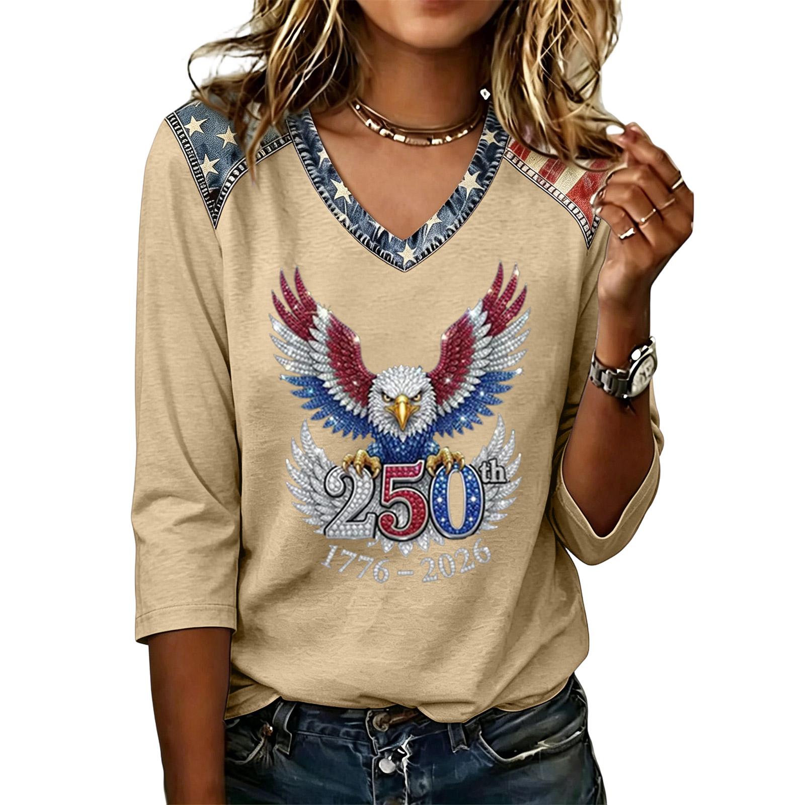 Women s Casual V Neck Top 250th Anniversary 1776-2026 Patriotic Graphic Print Shirt Lightweight Comfortable Fit Long Sleeve S хакі
Women s Casual V Neck Top 250th Anniversary 1776-2026 Patriotic Graphic Print Shirt Lightweight Comfortable Fit Long Sleeve S хакі