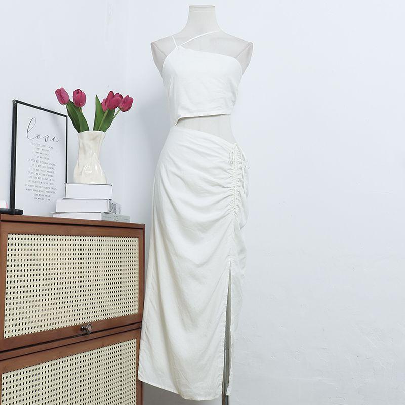 American Single M @ Ble Niche Design Sexy Hollow out Waist Drawstring Lace-up Split Long Sling Dress White M
American Single M @ Ble Niche Design Sexy Hollow out Waist Drawstring Lace-up Split Long Sling Dress White M