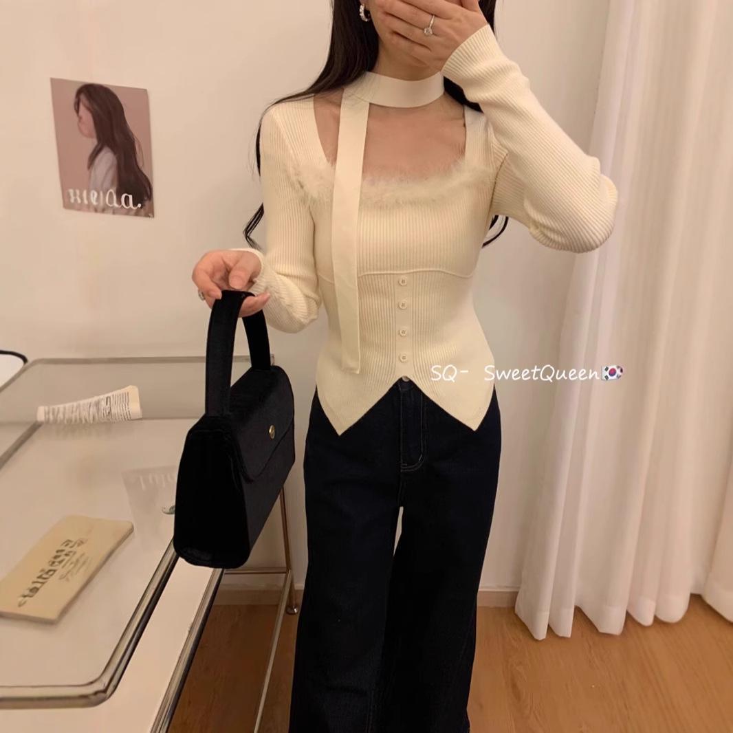 Korean Style Square Neck Long Sleeve Fuzzy Knitwear for Women - Autumn/Winter One Size
Korean Style Square Neck Long Sleeve Fuzzy Knitwear for Women - Autumn/Winter One Size