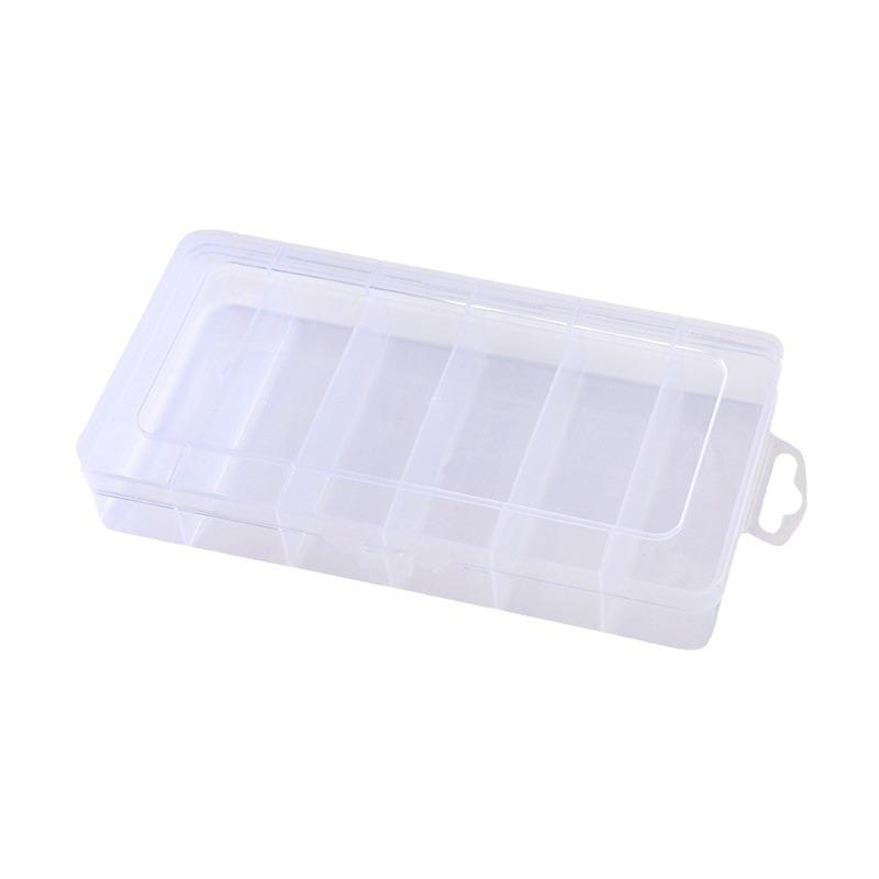 Прозрачный ПП ящик для хранения с шестью отделениями для электроники, винтов, метизов, мелких деталей и рыболовных снастей