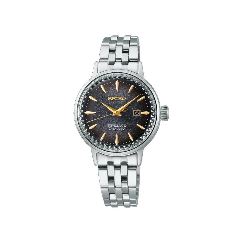 SEIKO 50 meters waterproof automatic/manual mechanical movement Steel Strap 30.3mm women s watch black dial SRE015
SEIKO 50 meters waterproof automatic/manual mechanical movement Steel Strap 30.3mm women s watch black dial SRE015