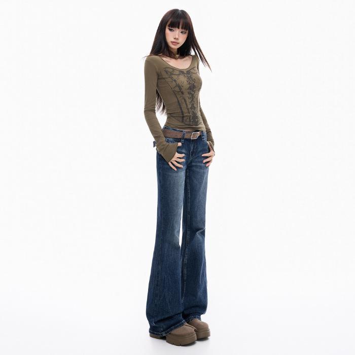 Flared Denim Trousers for Girls: 2025 Autumn/Winter Slim Fit with Trendy American Floral Design XS
Flared Denim Trousers for Girls: 2025 Autumn/Winter Slim Fit with Trendy American Floral Design XS