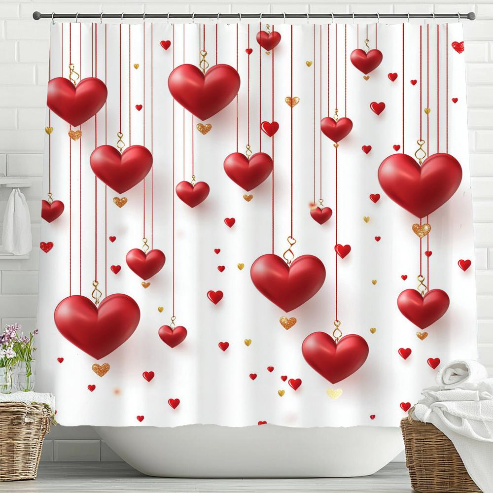 Red Love Romantic Printing Shower Curtain, Bathroom Decorative Shower Curtain, Valentine S Day Home Curtain With Hooks W60H190(CM)-1 Pcs
Red Love Romantic Printing Shower Curtain, Bathroom Decorative Shower Curtain, Valentine S Day Home Curtain With Hooks W60H190(CM)-1 Pcs