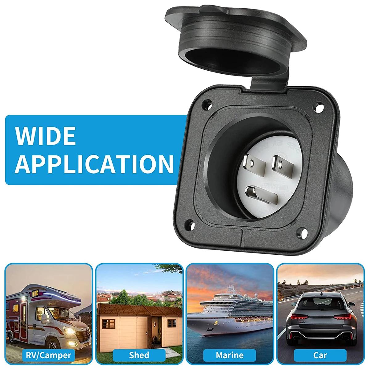 15 Amp Shore Power Inlet Plugs 125V Flange Inlet RV Power Outlet Socket with Waterproof and Dustproof Cover 5-15P RV Plugs Power чорний
15 Amp Shore Power Inlet Plugs 125V Flange Inlet RV Power Outlet Socket with Waterproof and Dustproof Cover 5-15P RV Plugs Power чорний