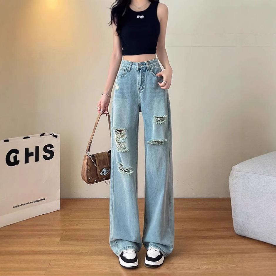 Women s 2025 High-Waisted Ripped Wide-Leg Jeans - Spring/Autumn Thin Style, Loose Petite Fit, Straight Narrow-Leg. Small
Women s 2025 High-Waisted Ripped Wide-Leg Jeans - Spring/Autumn Thin Style, Loose Petite Fit, Straight Narrow-Leg. Small