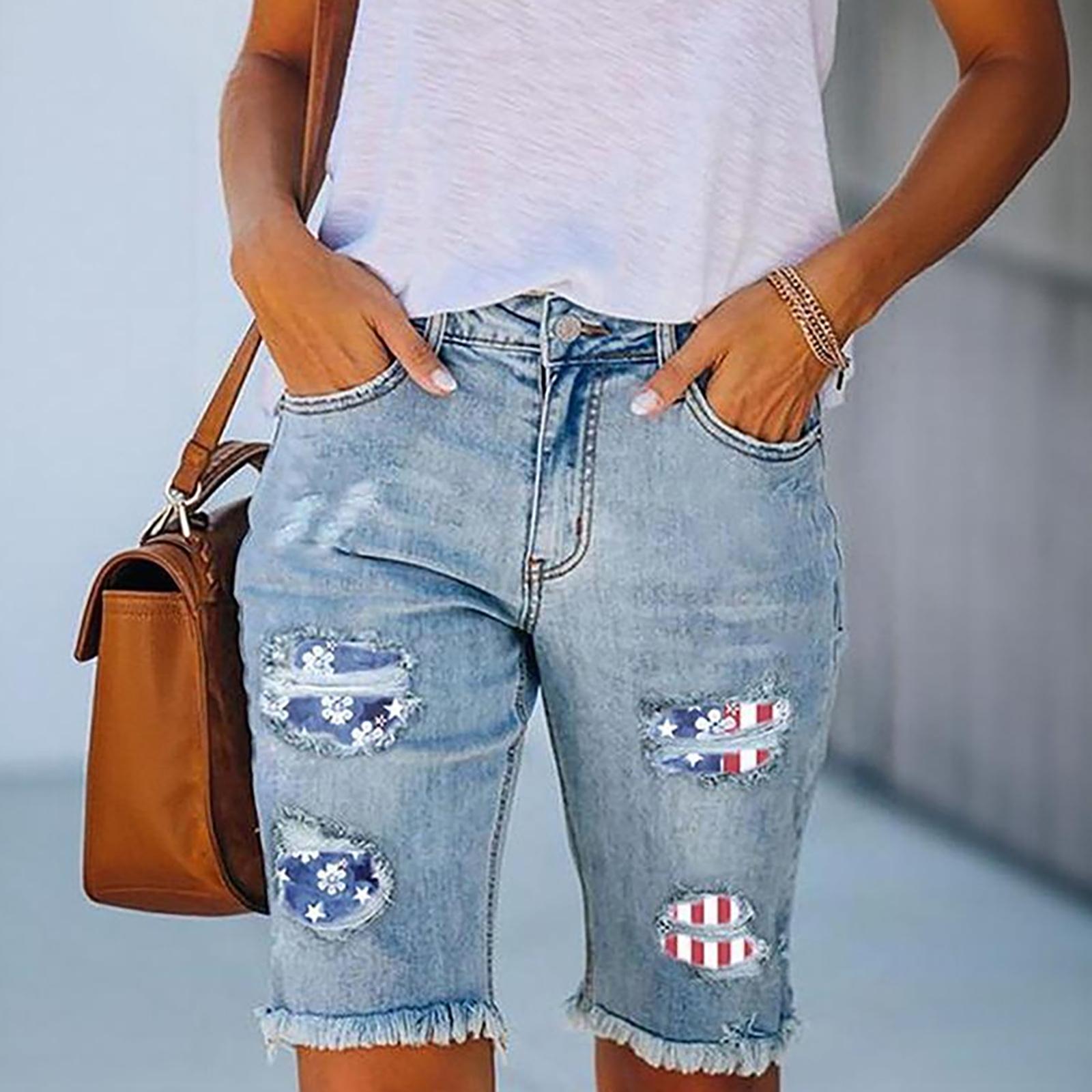 High Waist Straight Leg Casual Denim Shorts for Women Five Inch Length Distressed Patchwork Design Frayed Hem Comfortable Fit L синий
High Waist Straight Leg Casual Denim Shorts for Women Five Inch Length Distressed Patchwork Design Frayed Hem Comfortable Fit L синий