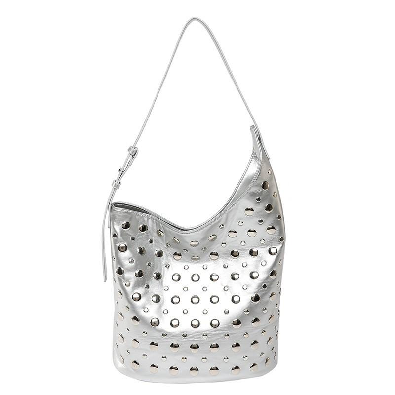 Vintage Bucket Bag Female Niche Rivet Commuter Shoulder Large Capacity Out-of-street Underarm срібний
Vintage Bucket Bag Female Niche Rivet Commuter Shoulder Large Capacity Out-of-street Underarm срібний