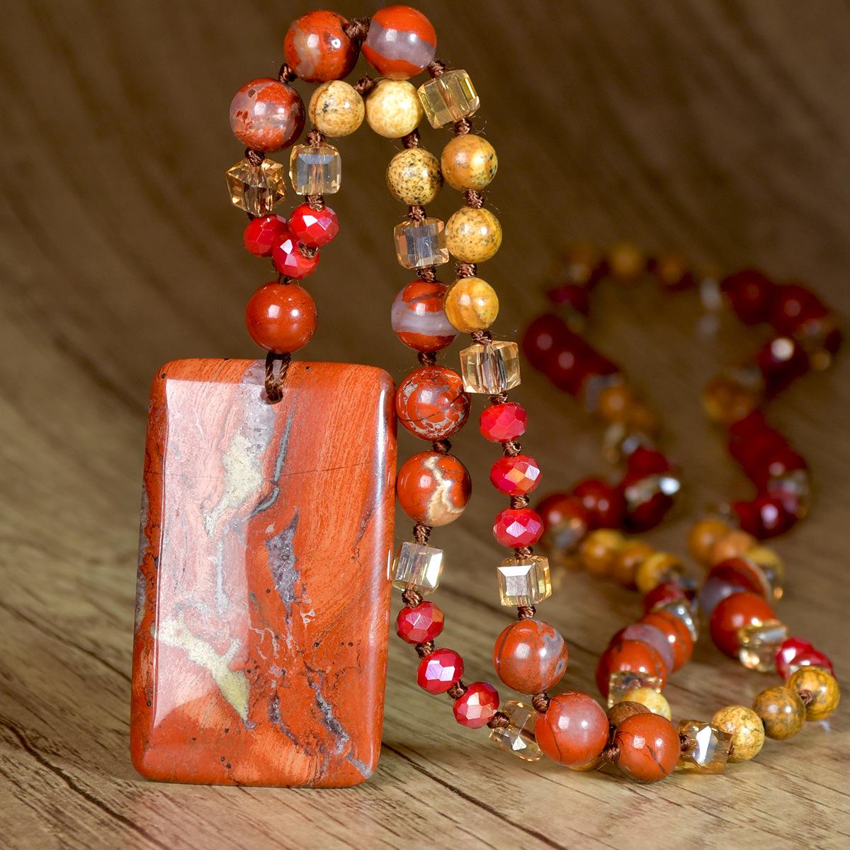 Tiger Eye Stone Pendant Necklace - Handmade Knotted Sweater Chain Jewelry for Women
Tiger Eye Stone Pendant Necklace - Handmade Knotted Sweater Chain Jewelry for Women