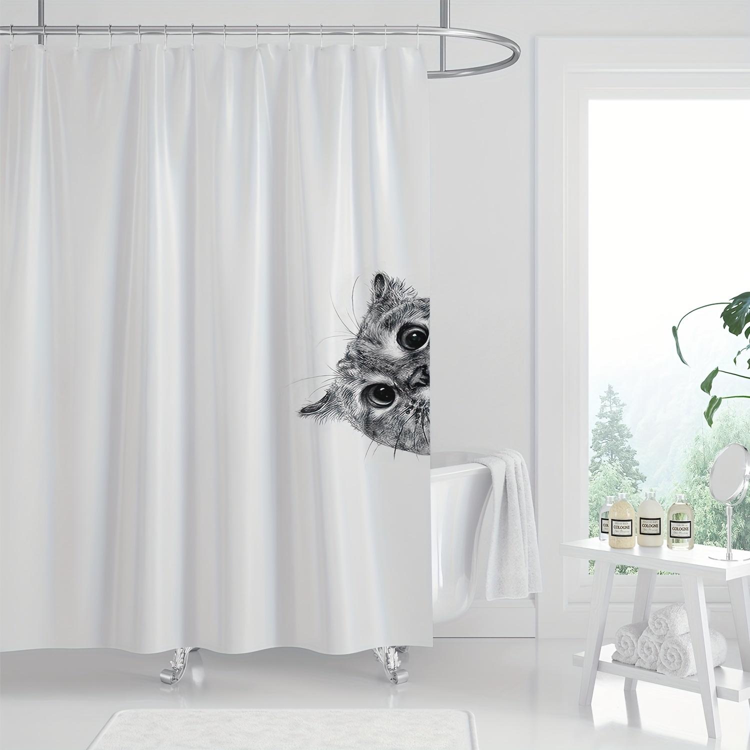 Cute Cat Peek-A-Boo Shower Curtain - High-Quality Polyester, Machine Washable, Artistic Bathroom Decor, Gray & White Design W60H190(CM)-1 Pcs
Cute Cat Peek-A-Boo Shower Curtain - High-Quality Polyester, Machine Washable, Artistic Bathroom Decor, Gray & White Design W60H190(CM)-1 Pcs