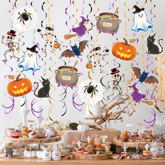 48 Pcs Halloween Hanging Swirls Decoration Spooky Ceiling Spiral Streamer with Spider
48 Pcs Halloween Hanging Swirls Decoration Spooky Ceiling Spiral Streamer with Spider
