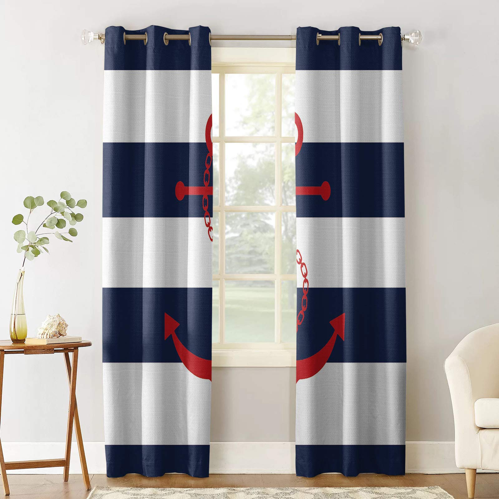 Vintage Anchor Curtains Nautical Element Ship Sailing Travel Theme Curtain Living Room Boys Bedroom Window Drapes Panel Set For Great Polyester W100*H130(CM)-Hooks&2PCS
Vintage Anchor Curtains Nautical Element Ship Sailing Travel Theme Curtain Living Room Boys Bedroom Window Drapes Panel Set For Great Polyester W100*H130(CM)-Hooks&2PCS