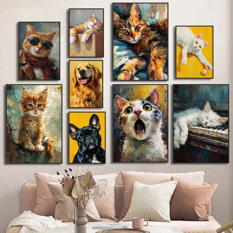 Cute White Cat Dogs Golden Retriever Bulldog Oil Painting Canvas Print Nordic Poster Wall Picture Kids Room Home Decor Cuadros 21cm×30cm NoFrame
Cute White Cat Dogs Golden Retriever Bulldog Oil Painting Canvas Print Nordic Poster Wall Picture Kids Room Home Decor Cuadros 21cm×30cm NoFrame