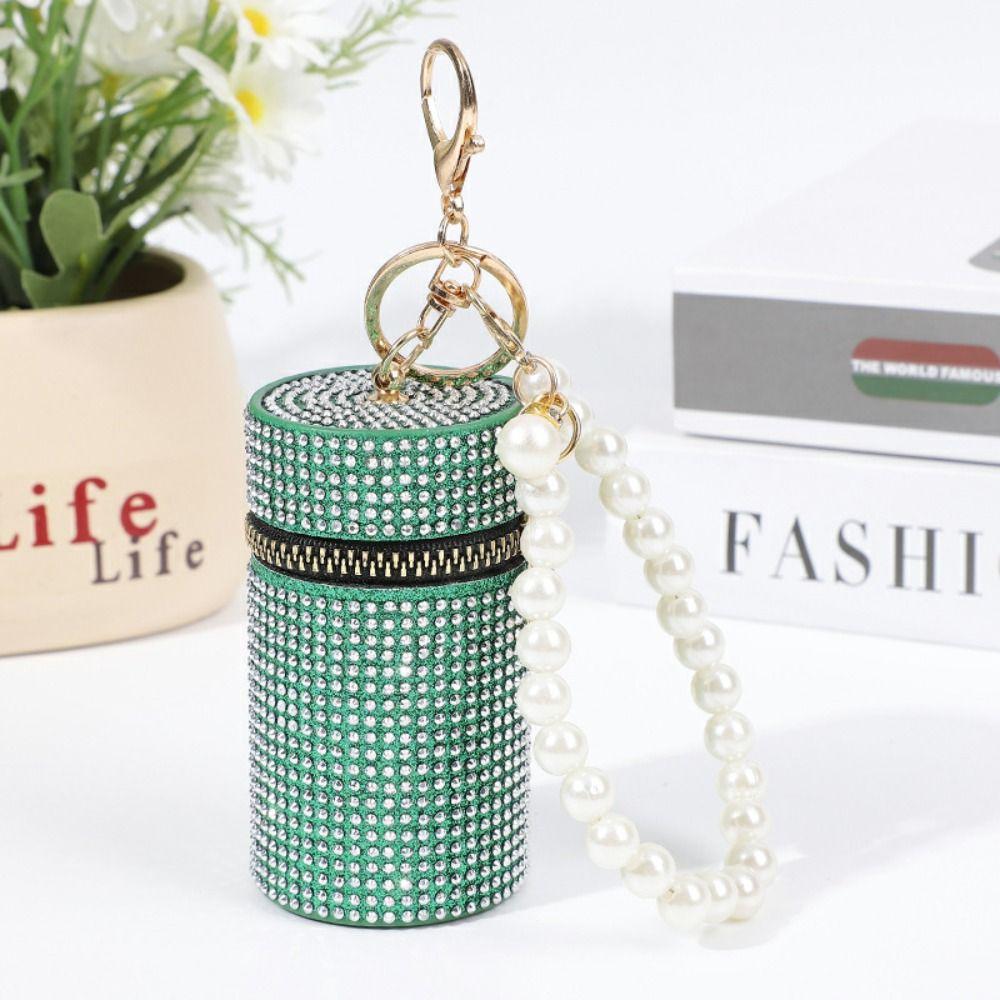 Simple Rhinestone Lipstick Bag Zipper with Keychain Coin Purse Mini Cylindrical Coin Bag зелений
Simple Rhinestone Lipstick Bag Zipper with Keychain Coin Purse Mini Cylindrical Coin Bag зелений