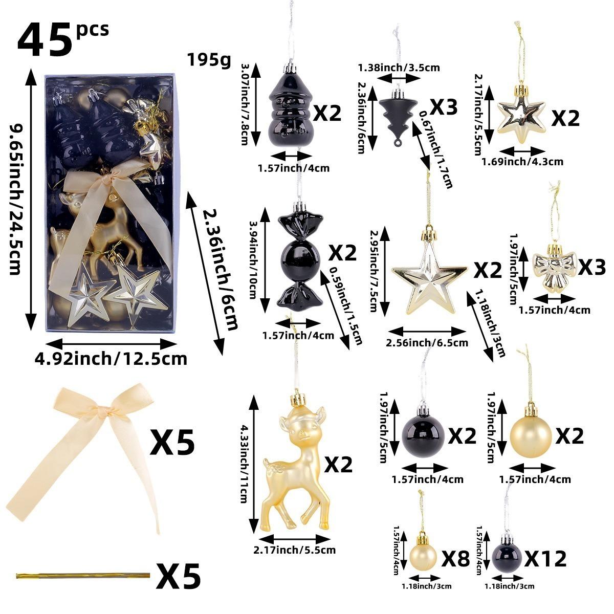 45 шт. Рождественские украшения на елку Рождественские подвески на елку Домашняя вечеринка Декор рождественской елки Рождественские шары Новогоднее украшение
45 шт. Рождественские украшения на елку Рождественские подвески на елку Домашняя вечеринка Декор рождественской елки Рождественские шары Новогоднее украшение