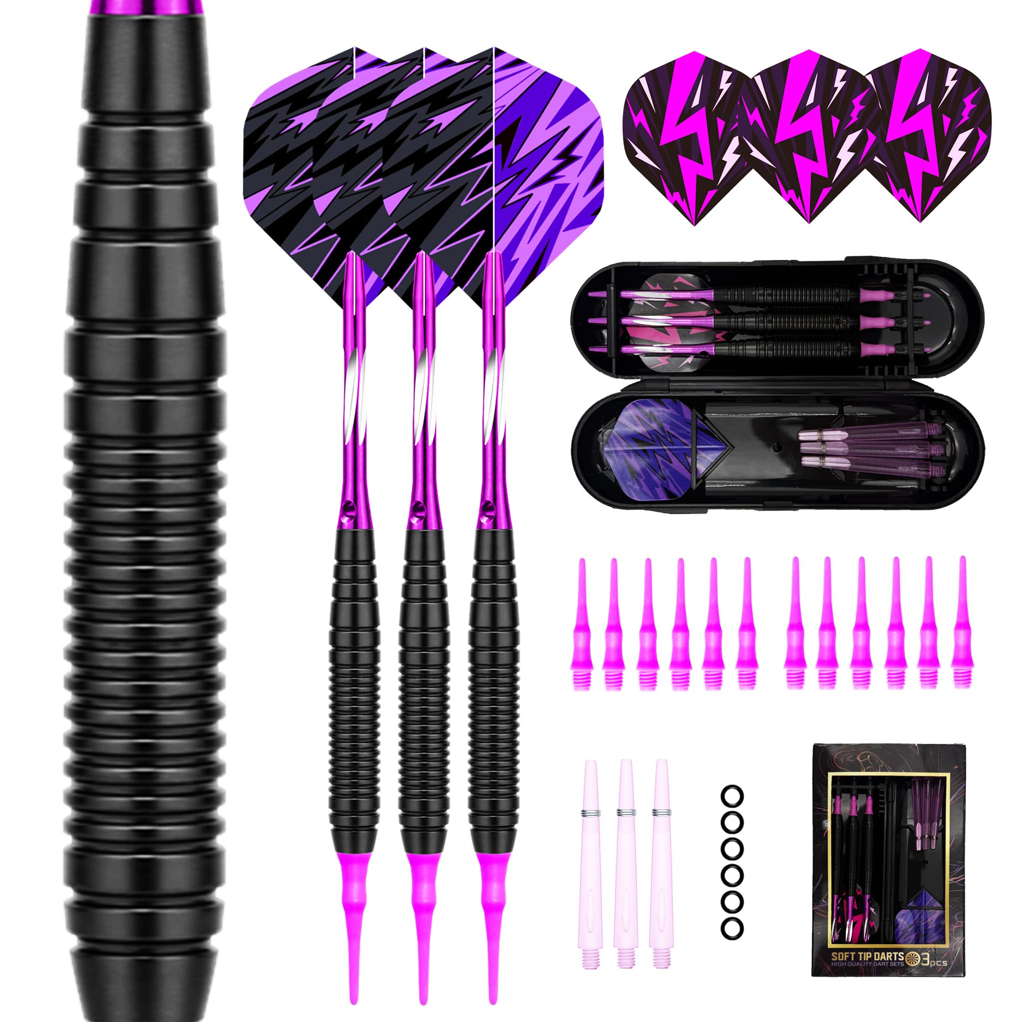 Nomli Soft Darts Set 19g 3-Piece for Beginners with O-Rings and Storage Case Purple
Nomli Soft Darts Set 19g 3-Piece for Beginners with O-Rings and Storage Case Purple