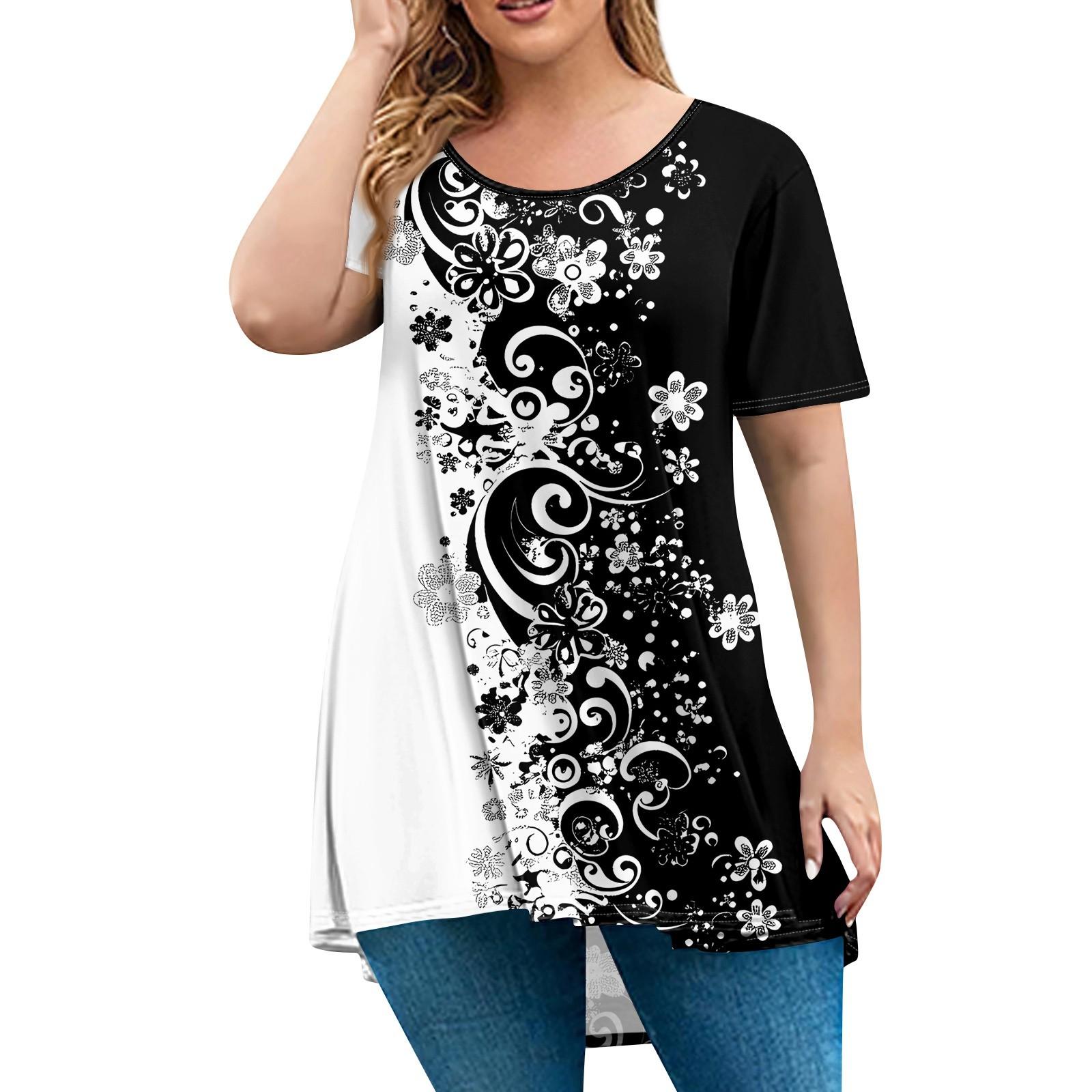 Женская мода большого размера с круглым вырезом и коротким рукавом, повседневный свободный пуловер с принтом XXXXXL чёрный
Женская мода большого размера с круглым вырезом и коротким рукавом, повседневный свободный пуловер с принтом XXXXXL чёрный