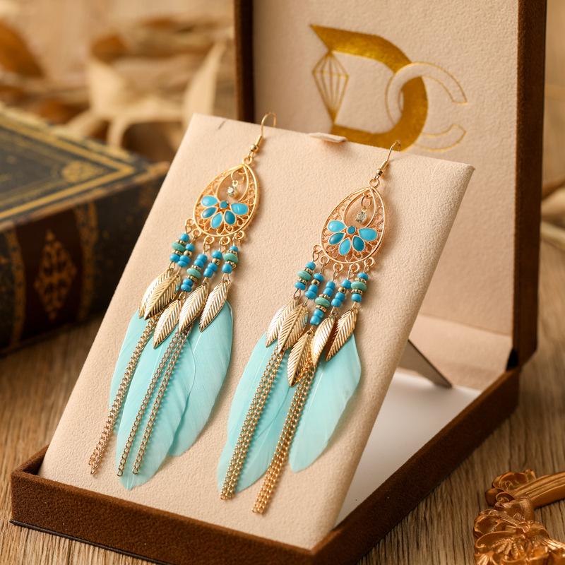 Vintage Ethnic Feather Leaf Tassel Earrings For Women Long Chain Gold Color Drop Dangling Bohemian Earrings Female Girls Zircon светло-синий
Vintage Ethnic Feather Leaf Tassel Earrings For Women Long Chain Gold Color Drop Dangling Bohemian Earrings Female Girls Zircon светло-синий