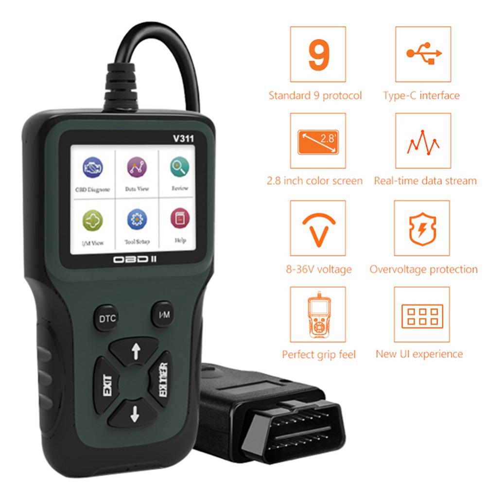 V311 OBD2 Engine Scanner Vehicle Code Reader Auto Diagnostic Analyzer Check Engine Light for Car Type A
V311 OBD2 Engine Scanner Vehicle Code Reader Auto Diagnostic Analyzer Check Engine Light for Car Type A