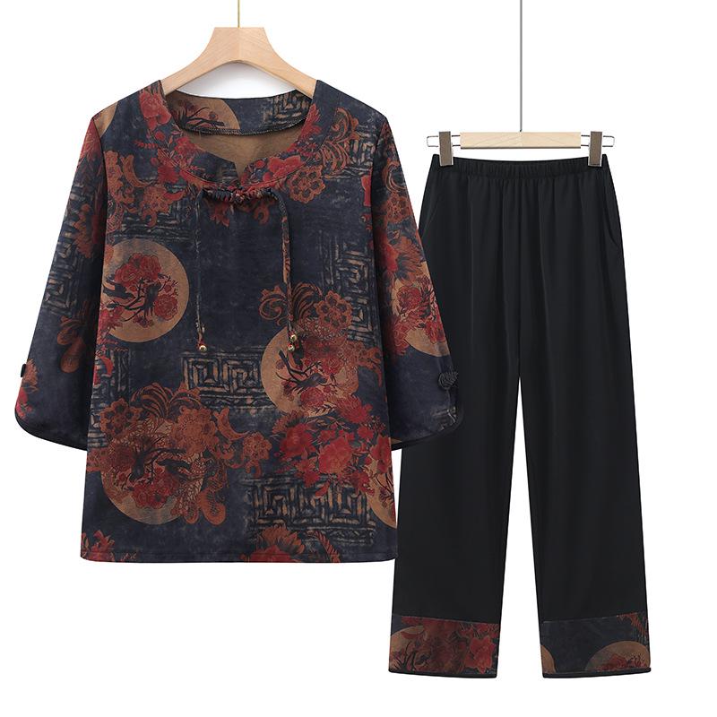Grandma s Summer Chinese Style Outfit: 3/4 Sleeve Top & Pants Set for Elderly Ladies 3XL (Recommended 115-130 jin) синий
Grandma s Summer Chinese Style Outfit: 3/4 Sleeve Top & Pants Set for Elderly Ladies 3XL (Recommended 115-130 jin) синий