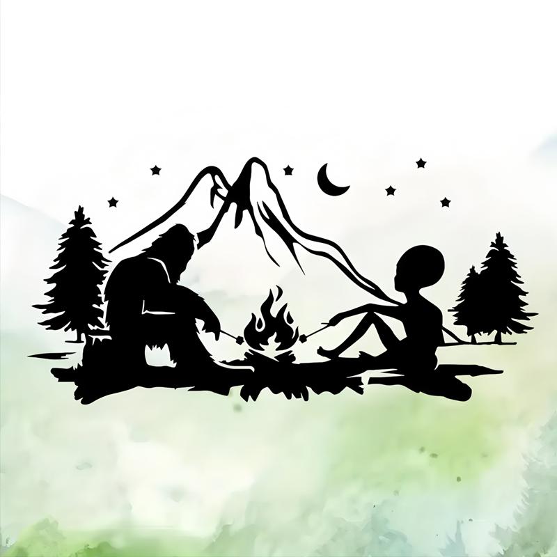 Alien and Bigfoot campfire camping Outdoor adventure designs, outdoor adventure stickers nature themed decorations durable vinyl S
Alien and Bigfoot campfire camping Outdoor adventure designs, outdoor adventure stickers nature themed decorations durable vinyl S