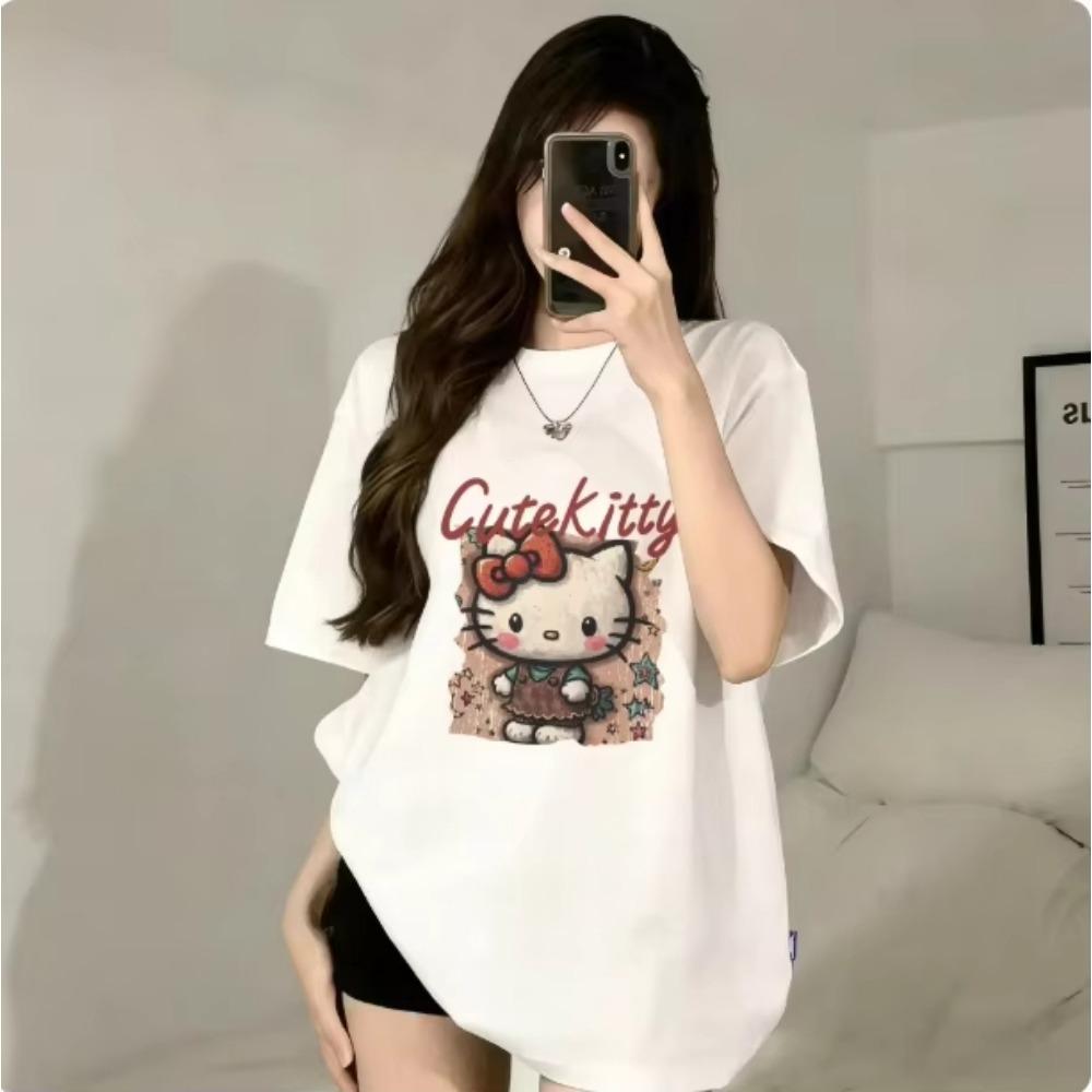 Summer cartoon print casual T-shirt, women s street style top, loungewear. XXS
Summer cartoon print casual T-shirt, women s street style top, loungewear. XXS